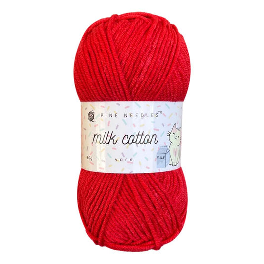 DK Milk Cotton Yarn (1x 50g ball) - Bright Red