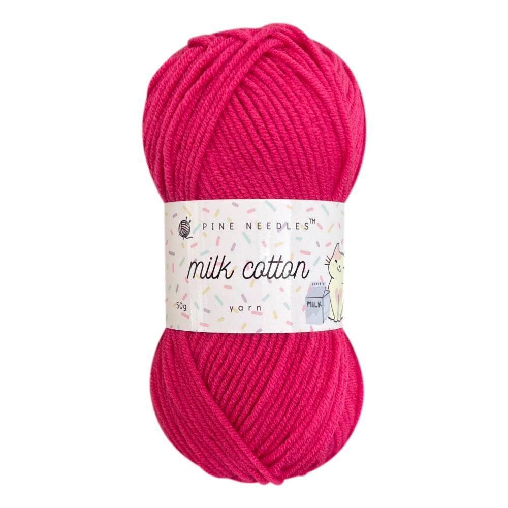 DK Milk Cotton Yarn (1x 50g ball) - Hot Pink