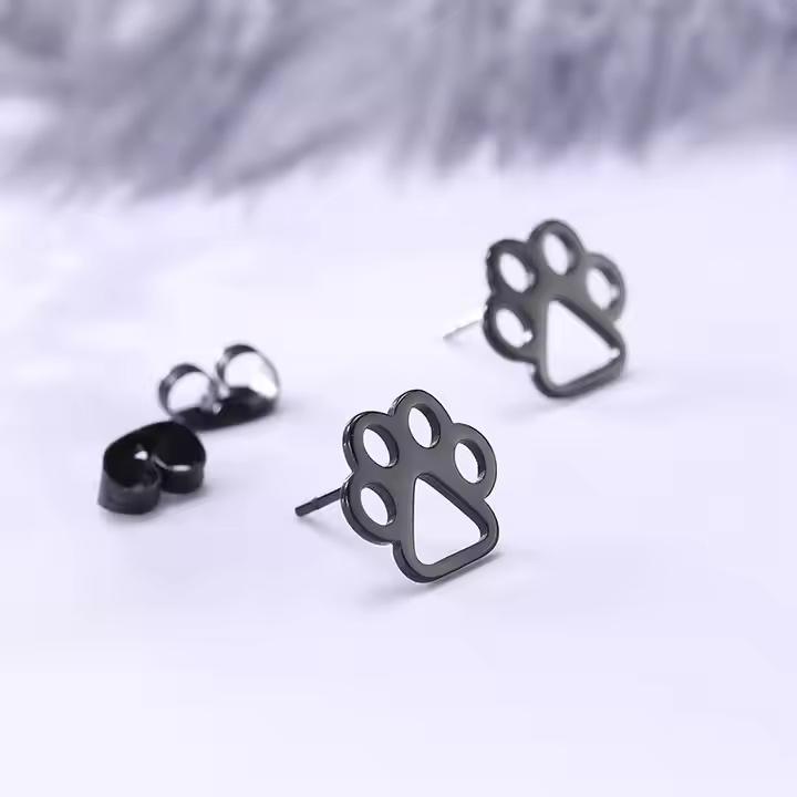 Stainless Steel Paw Stud Earrings