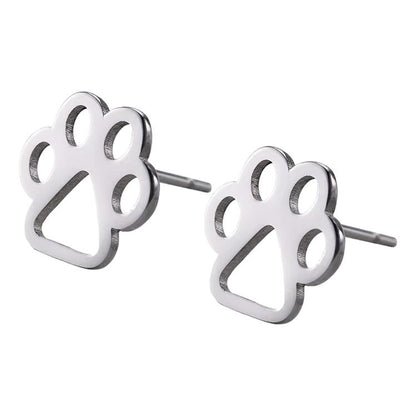 Stainless Steel Paw Stud Earrings