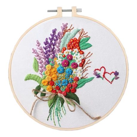 Embroidery Kit - Flowers and Hearts