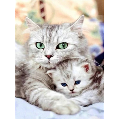 Mommy and Baby Kitties Diamond Painting Kit